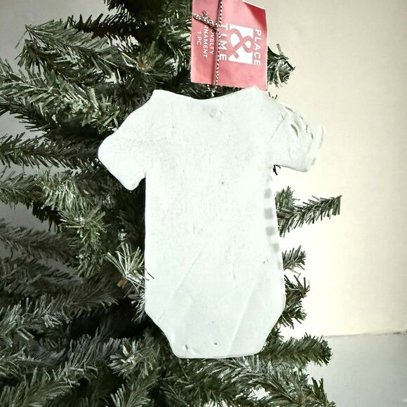 Baby's First Christmas Ornament Bodysuit Baby Romper New to the Crew Resin Boy - Picture 3 of 3